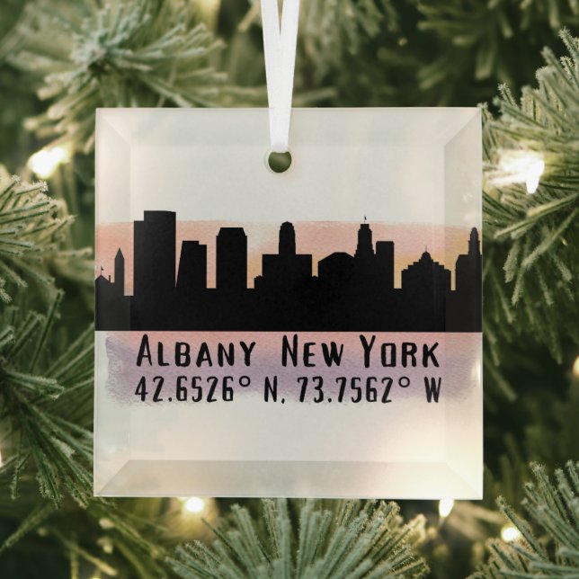 Adorno De Cristal Albany NY City Skyline (in situ)