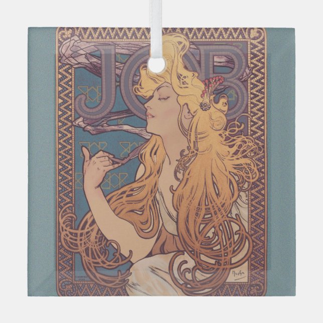 Adorno De Cristal Alfonse Mucha Job Art Nouveau (Anverso)