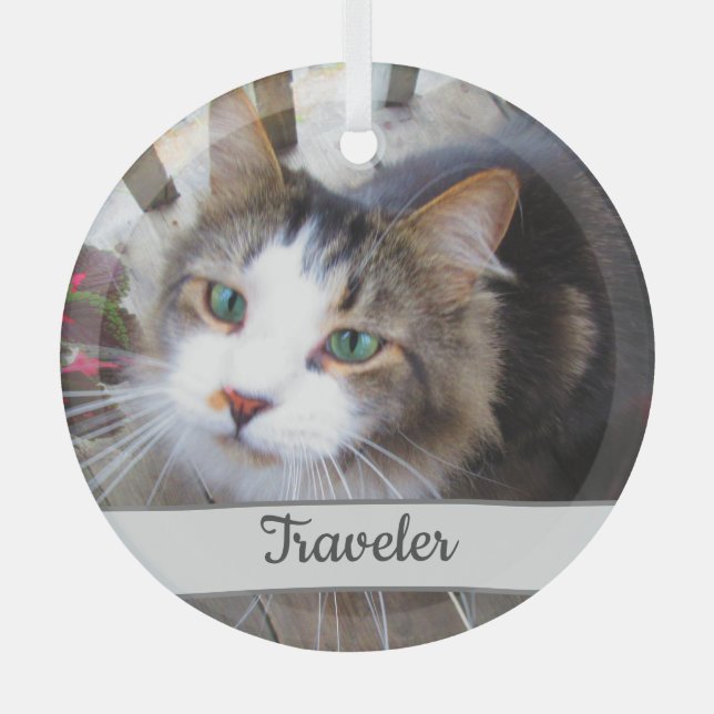 Adorno De Cristal Amantes de la mascota de gato lindo crean su propi (Anverso)