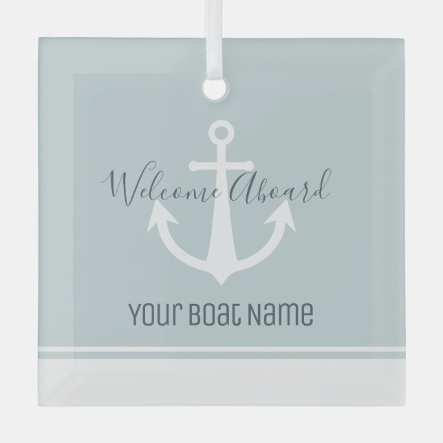 Adorno De Cristal Anclaje de nombre de barco Nautical (Anverso)
