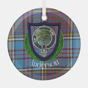 Adorno De Cristal Anderson Scottish Clan Tartan & Escudo