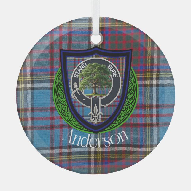 Adorno De Cristal Anderson Scottish Clan Tartan & Escudo (Anverso)