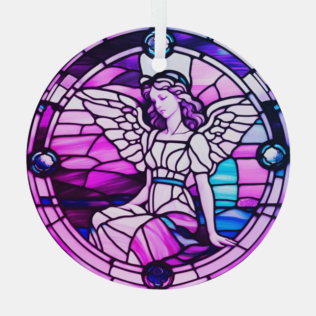 Adorno De Cristal Ángel de árbol de Navidad de la ventana de vidrio  (Reverso )