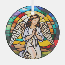 Adorno De Cristal Ángel de la oración Arcoiris Manchado