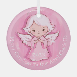 Adorno De Cristal Ángel Rosa Girly Cute 2024