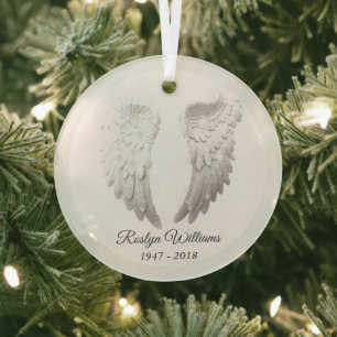 Adorno De Cristal Angel Wings Pérdida Memorial De Un Navidad Querido