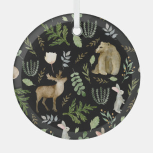 Adorno De Cristal Animales Curados: Mano de acuarela dibujada.