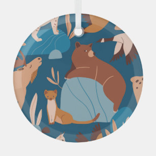 Adorno De Cristal Animales de bosque, diseño sin costura.
