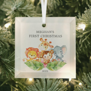 Adorno De Cristal Animales de Safari Navidad de Bebé