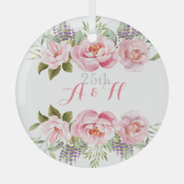 Adorno De Cristal Aniversario de la elegante boda de la floral rosa 