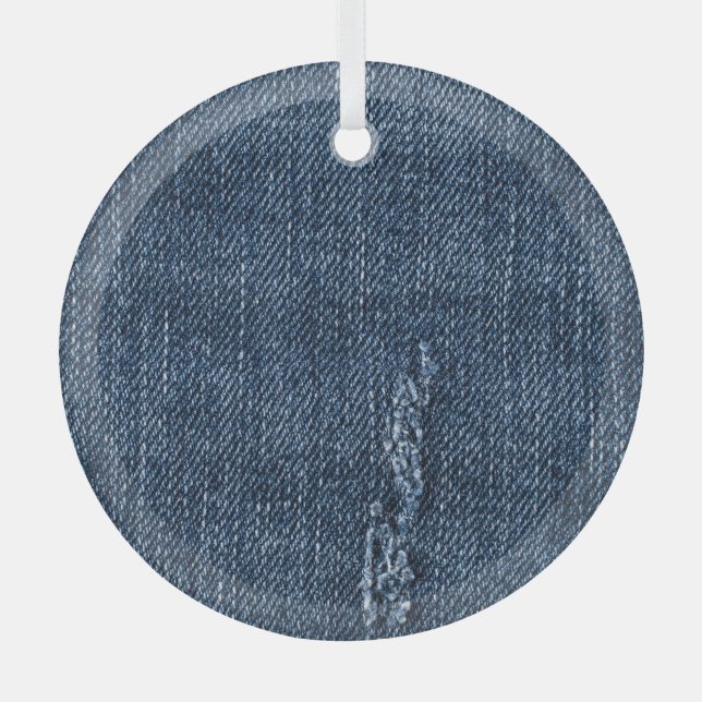 Adorno De Cristal Antiguo denim desgarrado: textura de jeans. (Anverso)