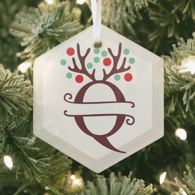 Adorno De Cristal Antillas de renos personalizadas Nombre "Q" (in situ)