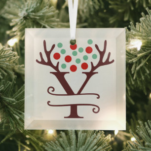 Adorno De Cristal Antillas de renos personalizadas Nombre "Y"