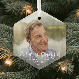 Adorno De Cristal Any Text Memorial Simple White Script 1 Photo