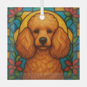 Adorno De Cristal Apricot Poodle Dog "Vidrio Manchado"