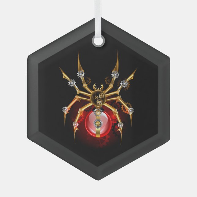 Adorno De Cristal Araña de vapor sobre negro (Anverso)