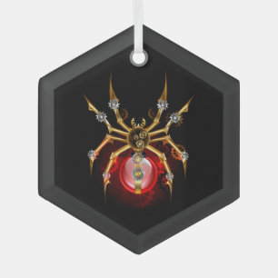 Adorno De Cristal Araña steampunk sobre negro