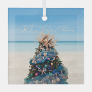 Adorno De Cristal Árbol de feriados tropical de playa para Navidades