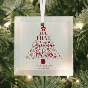 Adorno De Cristal Árbol de Navidad de recién casados Sr. y Sra. fest