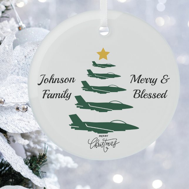 Adorno De Cristal Árbol de Navidad del avión militar, simple Persona (Subido por el creador)