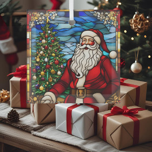 Adorno De Cristal Árbol de Navidad Santa Vidrio Falso Teñido