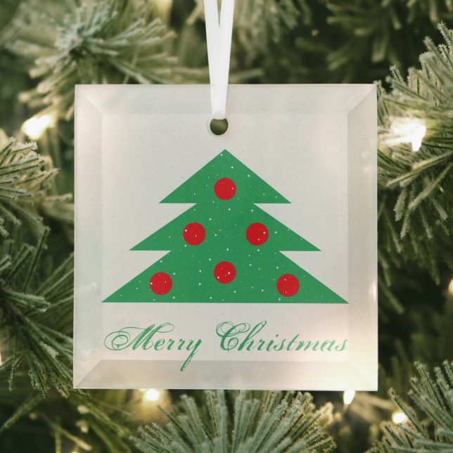 Adorno De Cristal Árbol de Navidad Simple Verde Rojo Alegre Escritur (in situ)