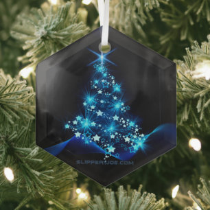 Adorno De Cristal Árbol de Navidad SlipperyJoe estrellas luces brill