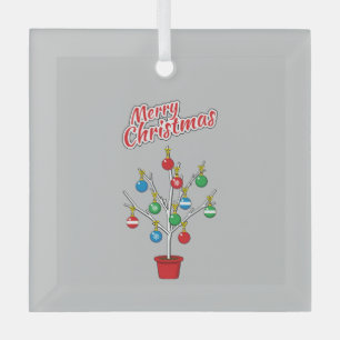 Adorno De Cristal Árbol de sucursal desnudo de los navidades - Feliz