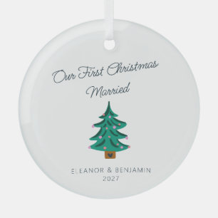 Adorno De Cristal Árbol Lindo Personalizado Primera Navidad Casados
