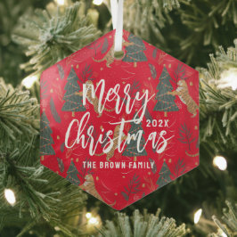 Adorno De Cristal Árboles de Navidad y antecedentes de patrón de tig