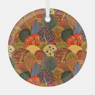 Adorno De Cristal Árboles de otoño estilizados, patrones de bosques