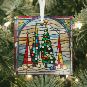Adorno De Cristal Árboles navideños decorativos de vidrio templado