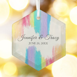 Adorno De Cristal Arcoiris acuarela Hermosos Navidades Bodas