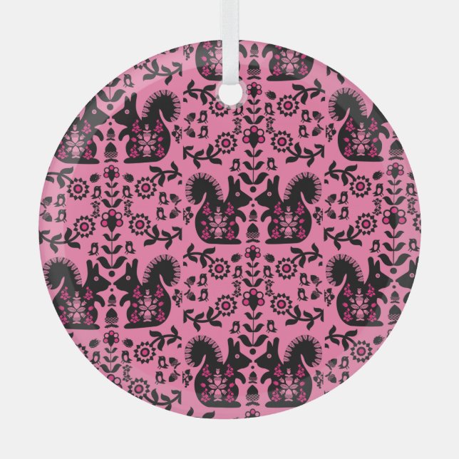 Adorno De Cristal Ardilla Escandinavia Nórdica Arte Popular (Anverso)