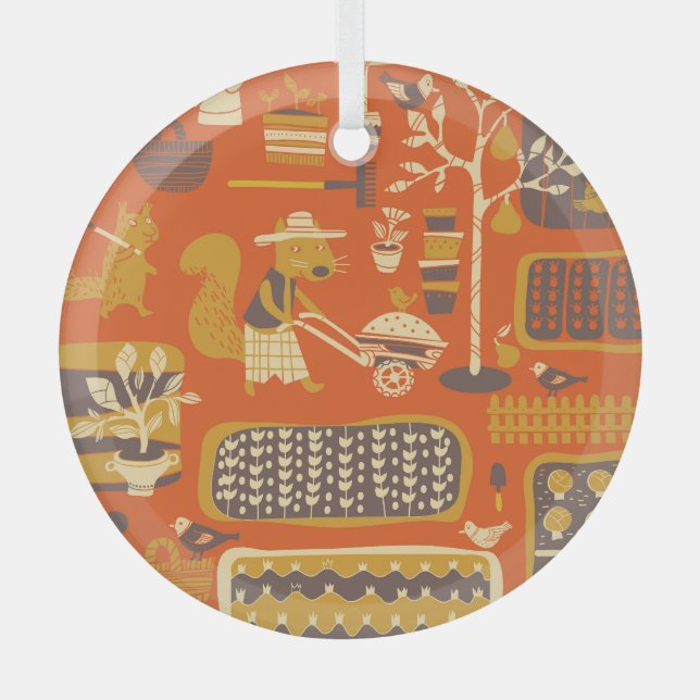 Adorno De Cristal Ardillas de jardín: Escena animal caprichosa (Anverso)