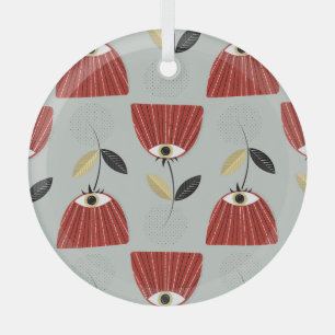 Adorno De Cristal Arreglo floral rojo y caprichoso