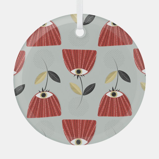 Adorno De Cristal Arreglo floral rojo y caprichoso (Anverso)