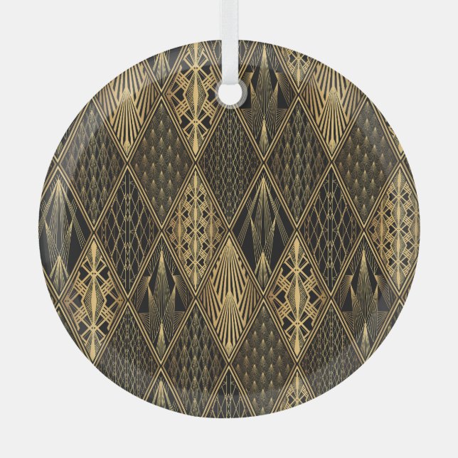 Adorno De Cristal Art Deco Black Gold Elegance (Anverso)