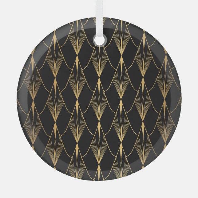 Adorno De Cristal Art Deco: El oro negro sin problemas de lujo (Anverso)