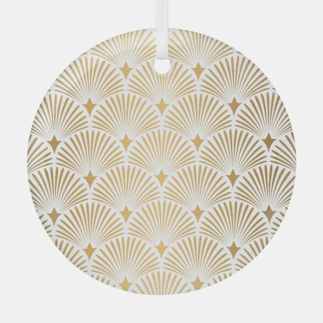 Adorno De Cristal Art Deco: Elegancia Oro-Blanco. (Anverso)