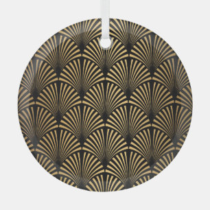 Adorno De Cristal Art Deco: Escala de oro negro.