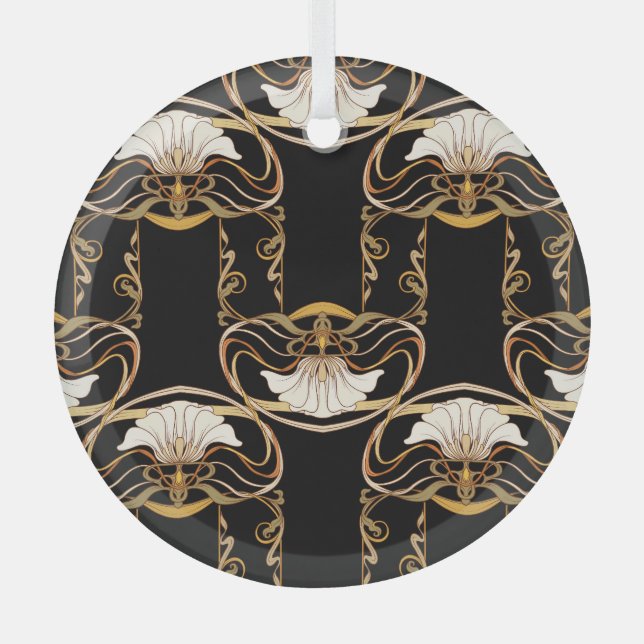 Adorno De Cristal Art Nouveau: Negro de oro (Anverso)
