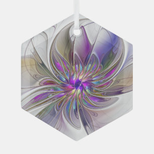 Adorno De Cristal Arte abstracto fractal de flores enérgicas y color