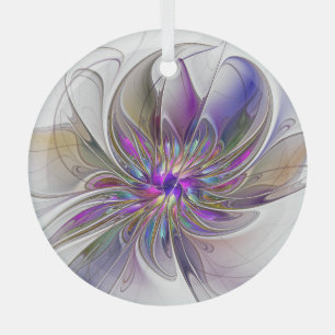 Adorno De Cristal Arte abstracto fractal de flores enérgico y colori