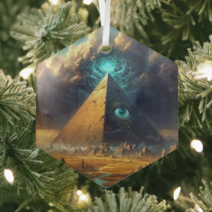 Adorno De Cristal Arte de la Pirámide Azul Mística