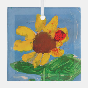 Adorno De Cristal "Arte de los niños" de girasol
