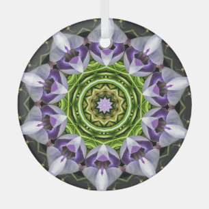 Adorno De Cristal Arte de Mandala de Floral Púrpura en Calidoscopio