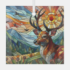 Adorno De Cristal Arte De Vidrio Manchado, Arte De Venado De Estilo 