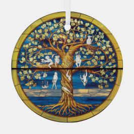 Adorno De Cristal Arte de Vidrio Teñido, Árbol de la Vida en Vidrio 