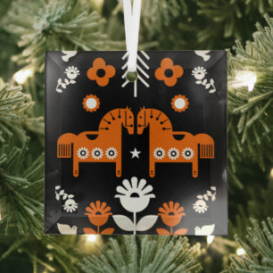 Adorno De Cristal Arte folclórico escandinavo de caballos